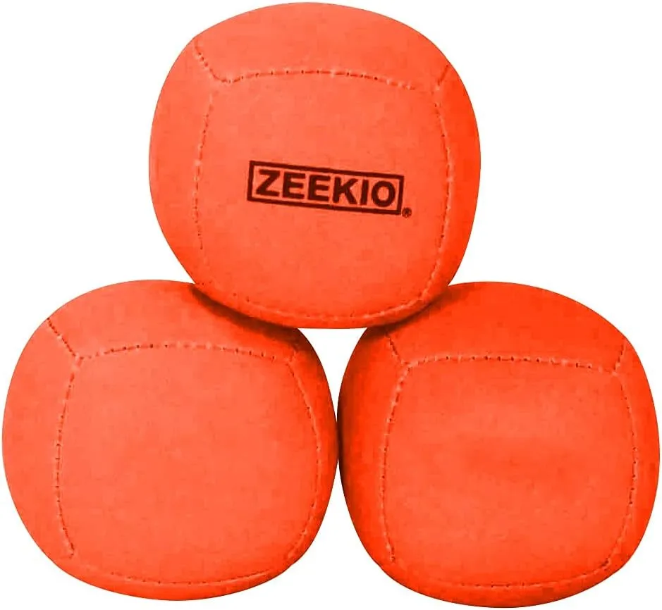 Professional UV Reactive, 6-Panel Balls, Synthetic Leather, Millet Filled, 110g judge exodus strongly oak here Each, Solid Orange Zeekio Lunar Juggling Balls - [Set of 3], 