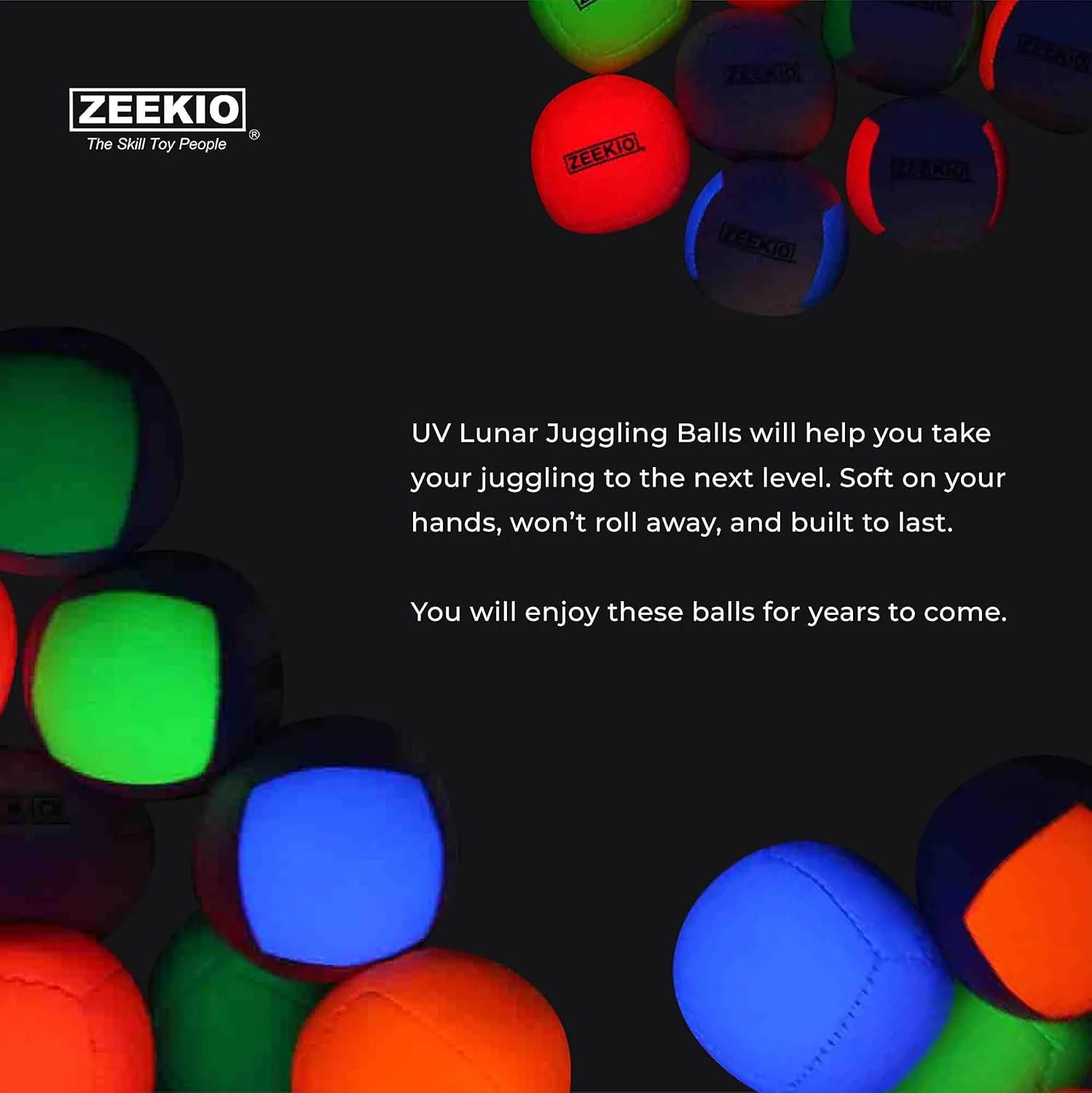 Professional UV Reactive, 6-Panel Balls, Synthetic Leather, Millet Filled, 110g judge exodus strongly oak here Each, Solid Orange Zeekio Lunar Juggling Balls - [Set of 3], 