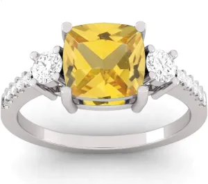 Pukhraj Square Cut stabilizer Fine Jewelry Ring Lab Certified Yellow Sapphire Birthstone 