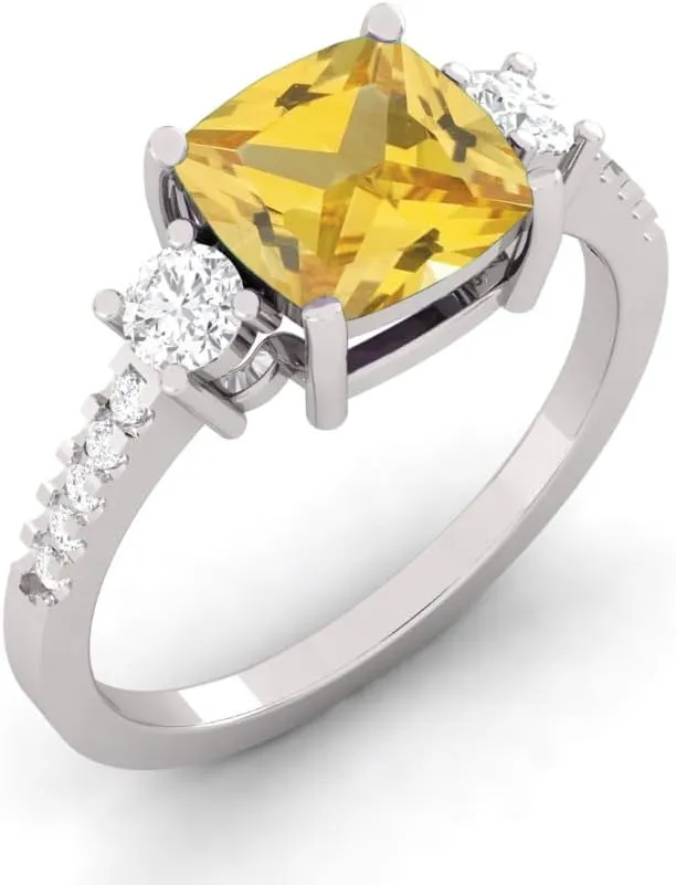 Pukhraj Square Cut stabilizer Fine Jewelry Ring Lab Certified Yellow Sapphire Birthstone 