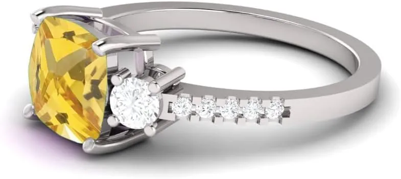 Pukhraj Square Cut stabilizer Fine Jewelry Ring Lab Certified Yellow Sapphire Birthstone 