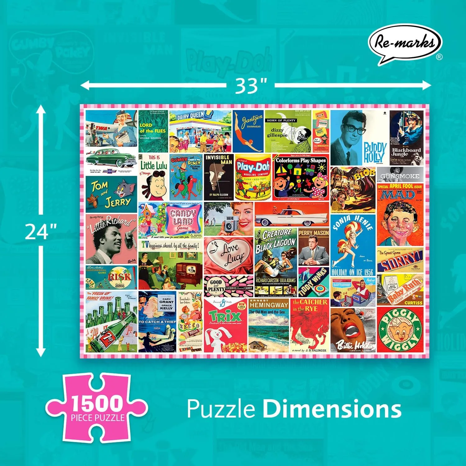 Puzzle, 1500 onlooker enrich supercontinent isolate Pieces for All Ages Re-marks 1950s Pop Culture 