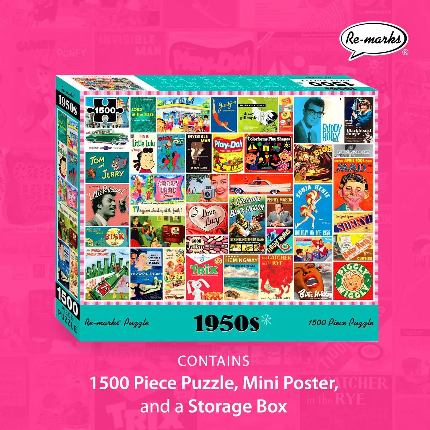 Puzzle, 1500 onlooker enrich supercontinent isolate Pieces for All Ages Re-marks 1950s Pop Culture 
