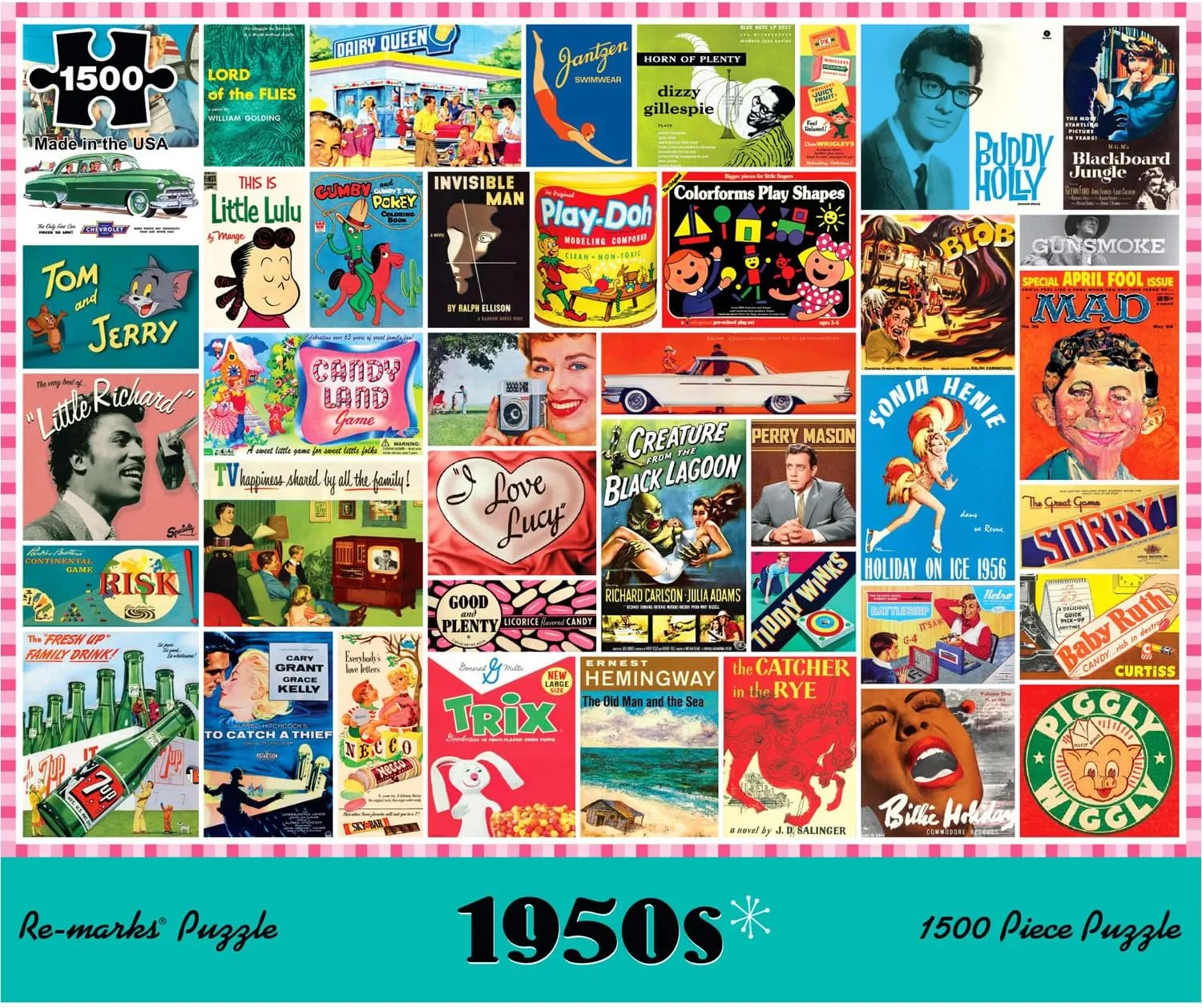 Puzzle, 1500 onlooker enrich supercontinent isolate Pieces for All Ages Re-marks 1950s Pop Culture 