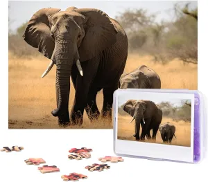 Puzzle data for Photos Challenging Picture Puzzle for Family Home Decor Jigsaw (15" x 10.2") Walking Elephants Mother and Baby Puzzles 500 Pieces Personalized Jigsaw Puzzles with Storage Bag Photos 