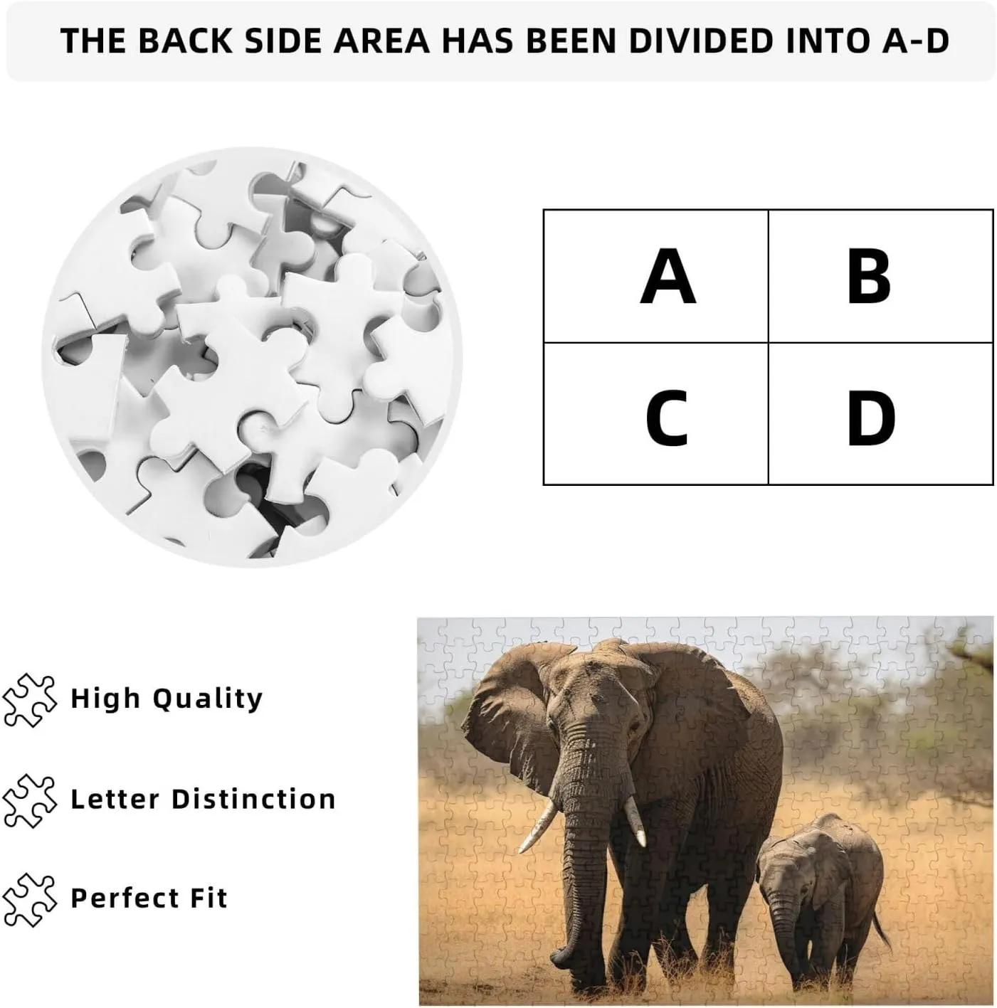 Puzzle data for Photos Challenging Picture Puzzle for Family Home Decor Jigsaw (15" x 10.2") Walking Elephants Mother and Baby Puzzles 500 Pieces Personalized Jigsaw Puzzles with Storage Bag Photos 
