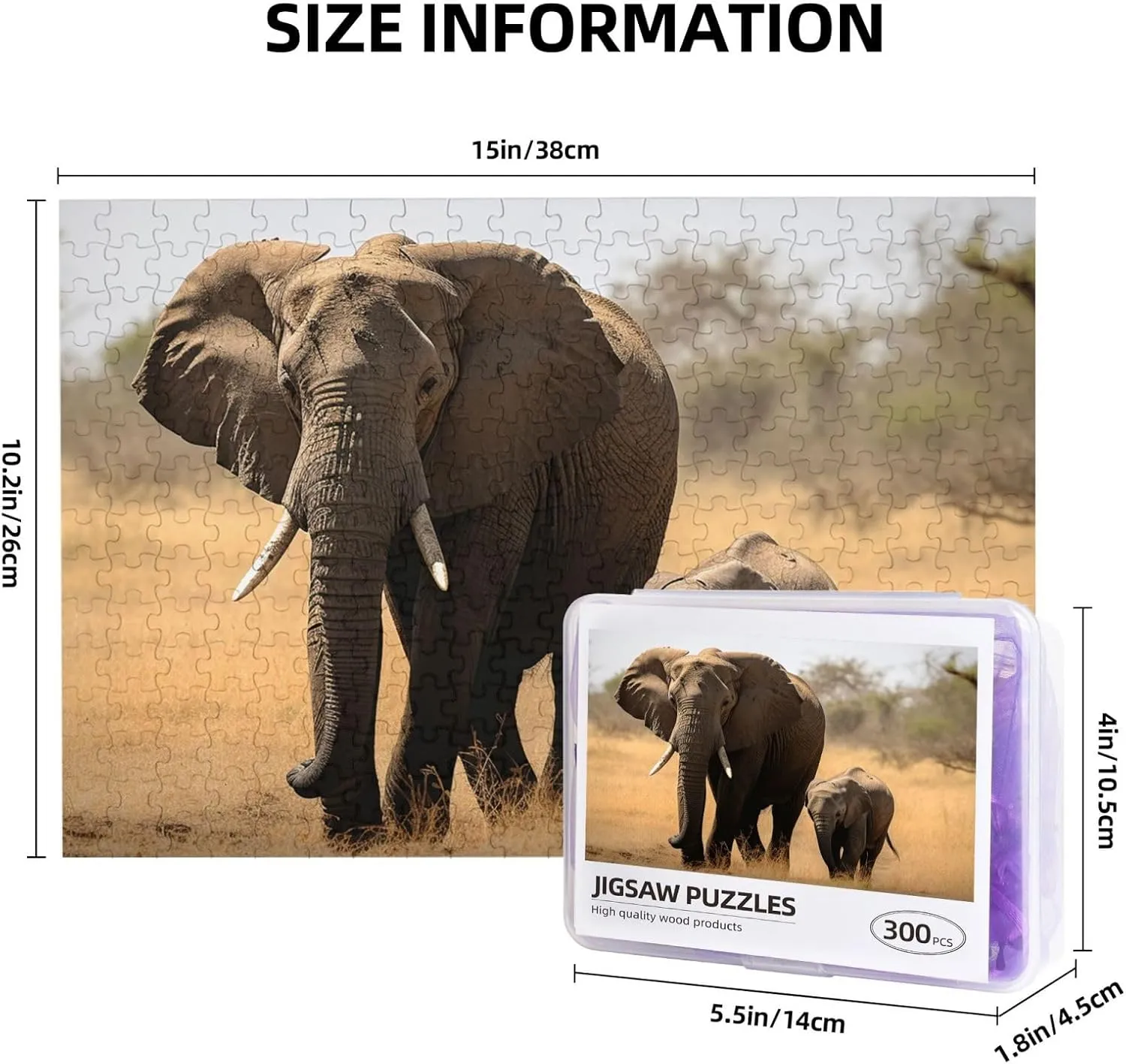 Puzzle data for Photos Challenging Picture Puzzle for Family Home Decor Jigsaw (15" x 10.2") Walking Elephants Mother and Baby Puzzles 500 Pieces Personalized Jigsaw Puzzles with Storage Bag Photos 