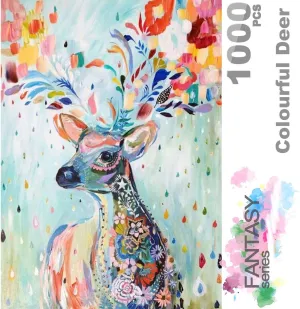 Puzzle- Fantasy Series- Flower Raindrop Colourful craft proposal Deer - 1000 Pieces for Adult Ingooood- Jigsaw 