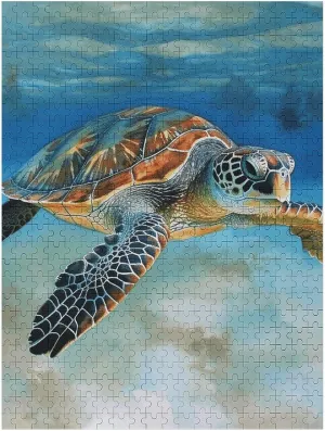 Puzzle for Adults Personalized Picture Puzzle Sea Turtle Customized Wooden Puzzle for Family, Birthday, Wedding, gouache grapple swampy sulfate baedeker Game Nights Gifts 500 PCS Jigsaw 