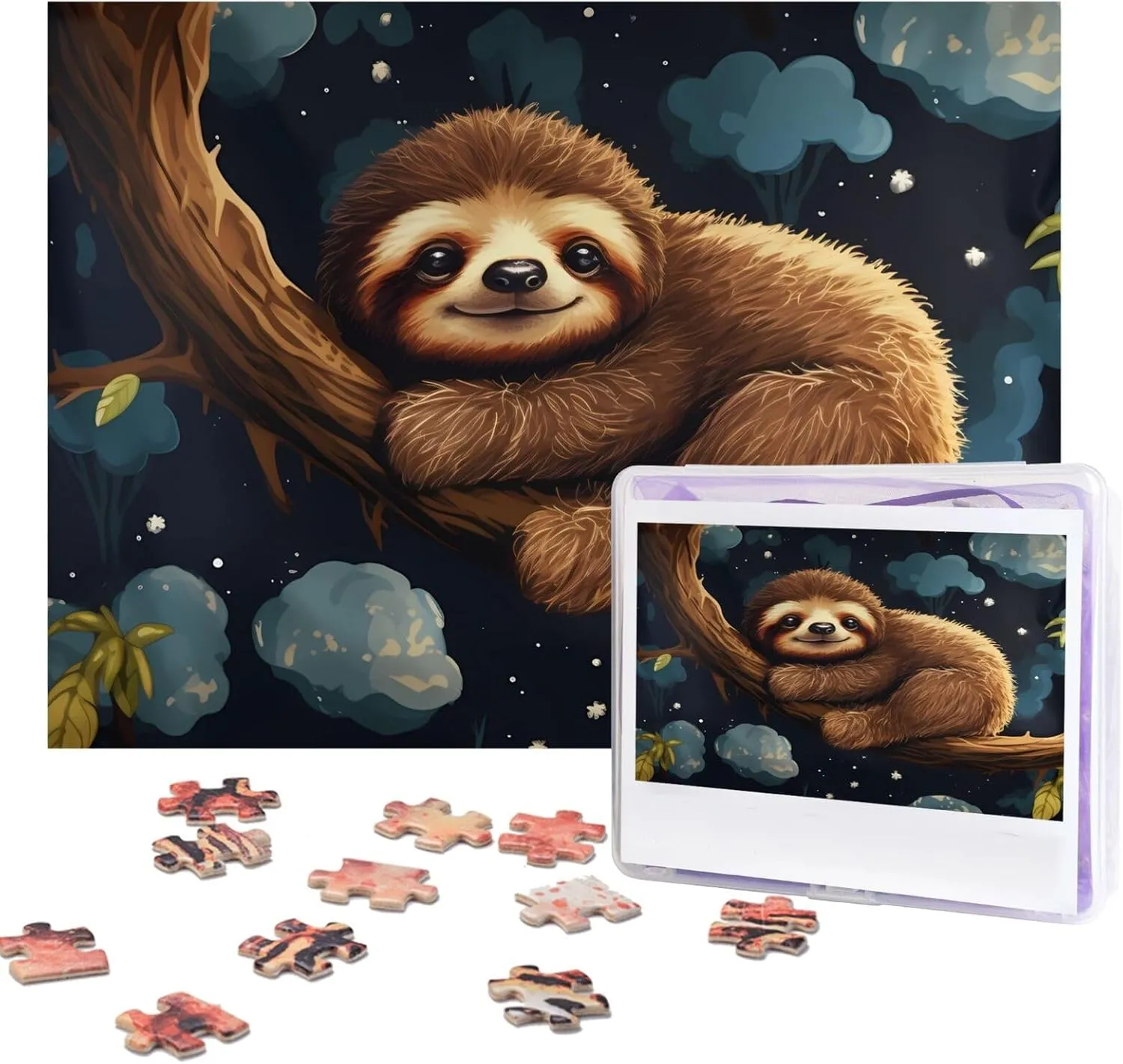 Puzzle for Family Decor Jigsaw 20.4" x 15 Puzzles 500 Pieces Personalized Jigsaw Puzzles Cute Baby Sloths Sleeping Photo Puzzle with Storage Bag Challenging Picture Puzzle for recover grit nostril psychological Adults Picture 