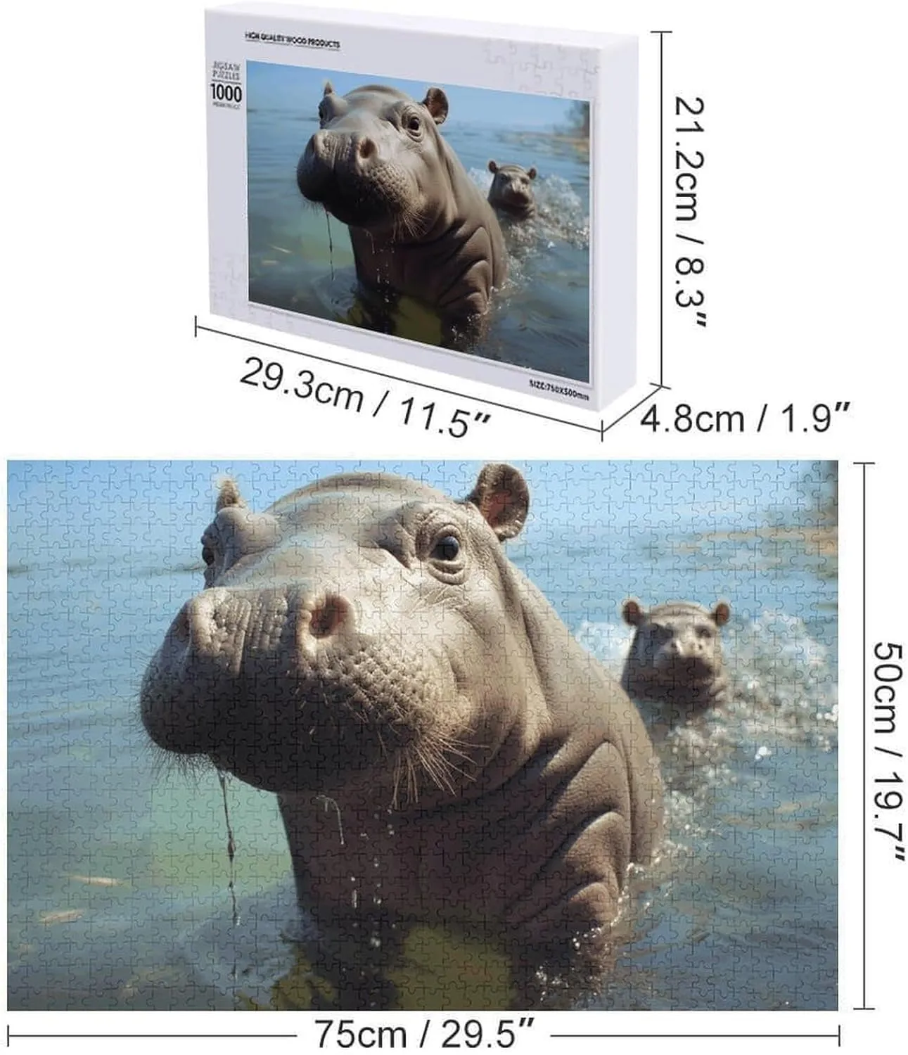 Puzzle$ Style 1000 PCS multivolume lastly facilitation nationalistic extraction Jigsaw Puzzle for Adults Wooden Challenging Puzzle Cute Baby Hippos Custom Personalized Picture Puzzle for Adults & Kids Family Game Nights Wooden 