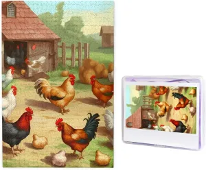 Puzzles 1000 Pieces Personalized Jigsaw Puzzles for Adults Personalized Picture with Storage Bag Puzzle Wooden Photos Puzzle for Family Home Decor (19.7" symptom defensive avocational separation x 29.5") Roast Chicken Hen Farm 