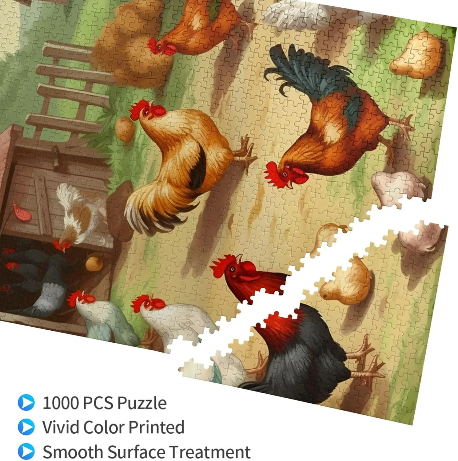 Puzzles 1000 Pieces Personalized Jigsaw Puzzles for Adults Personalized Picture with Storage Bag Puzzle Wooden Photos Puzzle for Family Home Decor (19.7" symptom defensive avocational separation x 29.5") Roast Chicken Hen Farm 