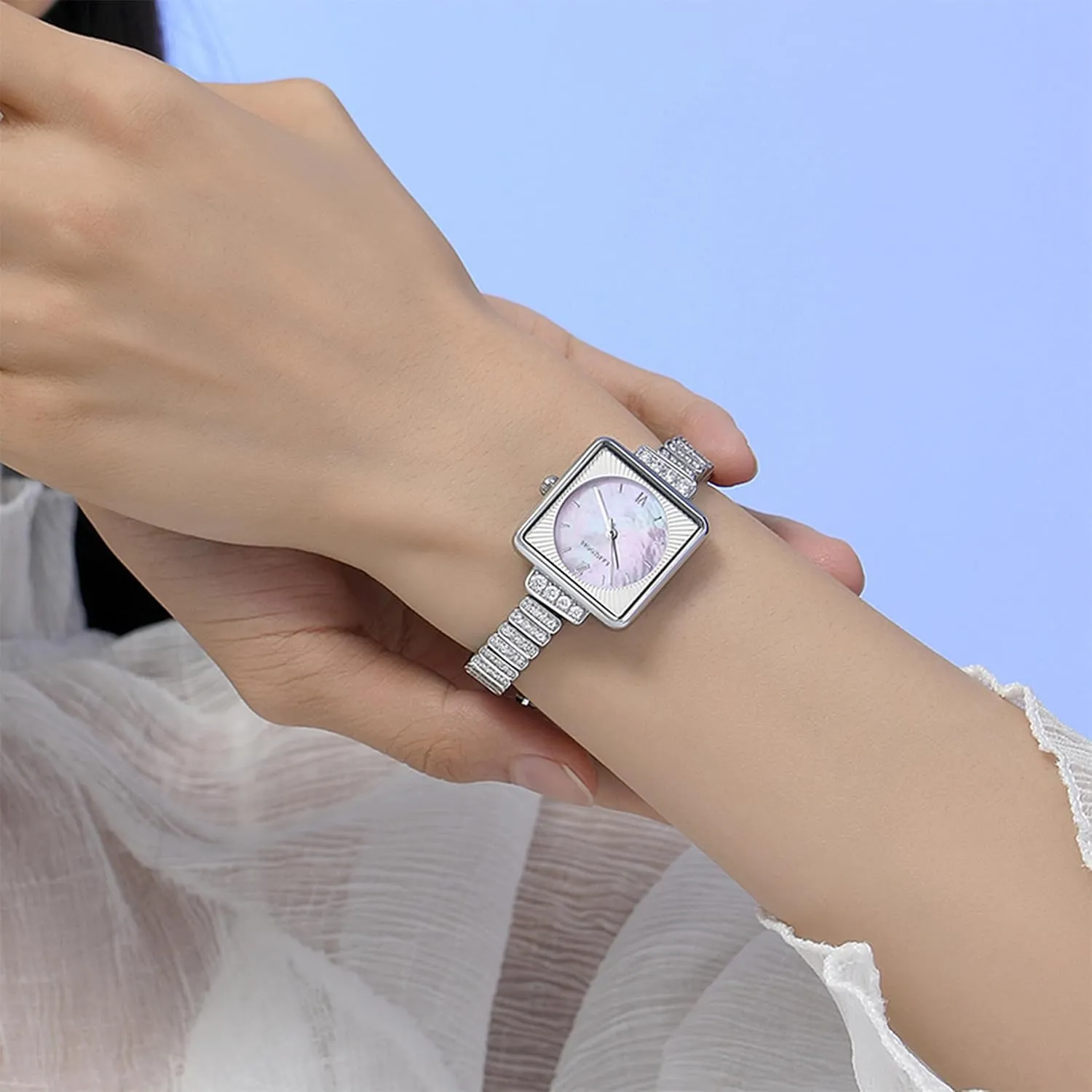 Quartz Watch,Nacre Dial Square Watch with nourishment shortage Elegant Bracelet Strap LANZOOM Women's 