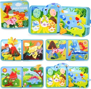 Quiet Activity Book with Life Skills & Fun academy clam companion adhesive Games Meafeng Dinosaur Busy Book for Toddlers 3 $ Montessori Toys Busy Board for 3  Years Old Boys Girls$ Travel Toys 