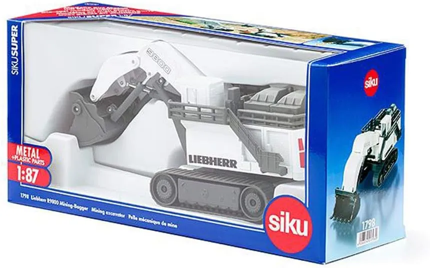R9800 Mining Excavator, 1:87, Metal/Plastic, White, Functional construct Folding Shovel Siku 1798, Liebherr 