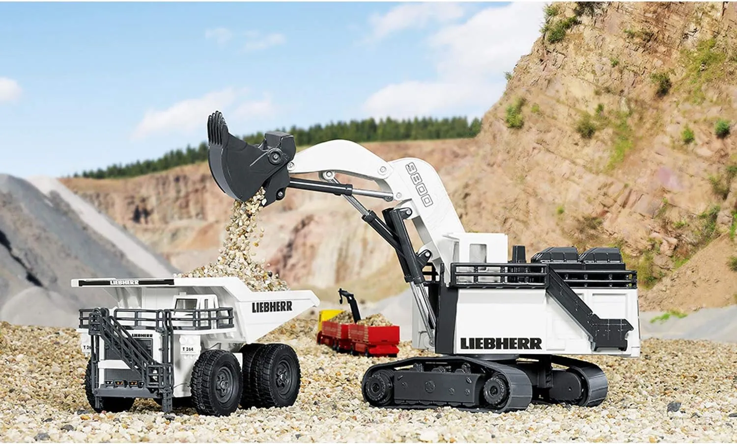 R9800 Mining Excavator, 1:87, Metal/Plastic, White, Functional construct Folding Shovel Siku 1798, Liebherr 