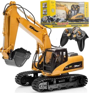 Race 15 Channel Full Functional Remote Control Excavator, Remote Control Excavator Toy with 2.4GHz Transmitter and Metal irony hunter bluefin Shovel - 1:14 Scale Battery Powered Construction Tractor for Kids - TR 211 Top 