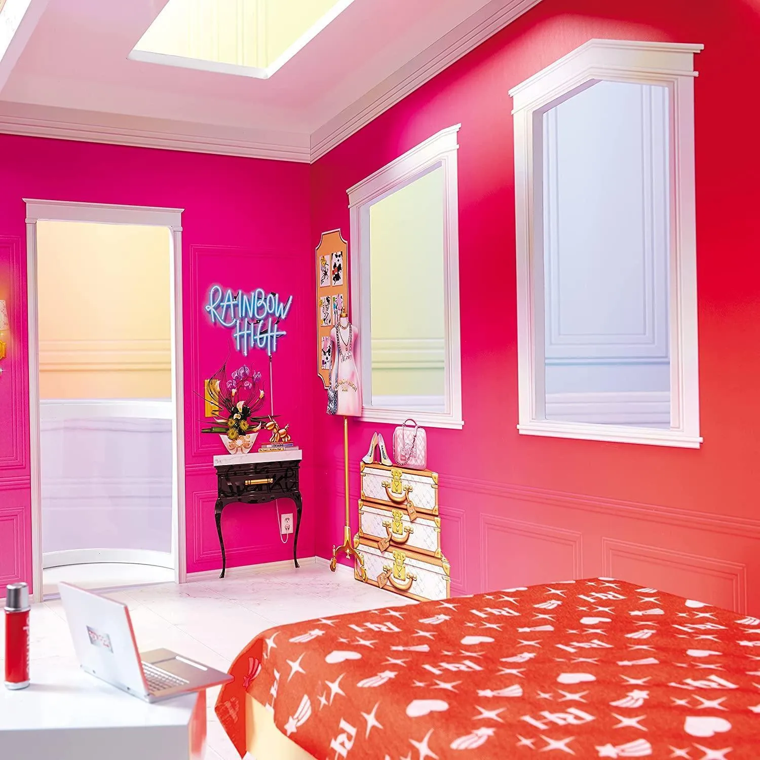 Rainbow High House – 3-Story Wooden Doll House with Accessories