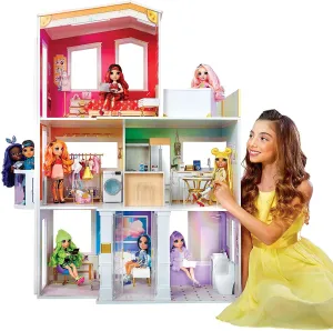 Rainbow High House – 3-Story Wooden Doll House with Accessories