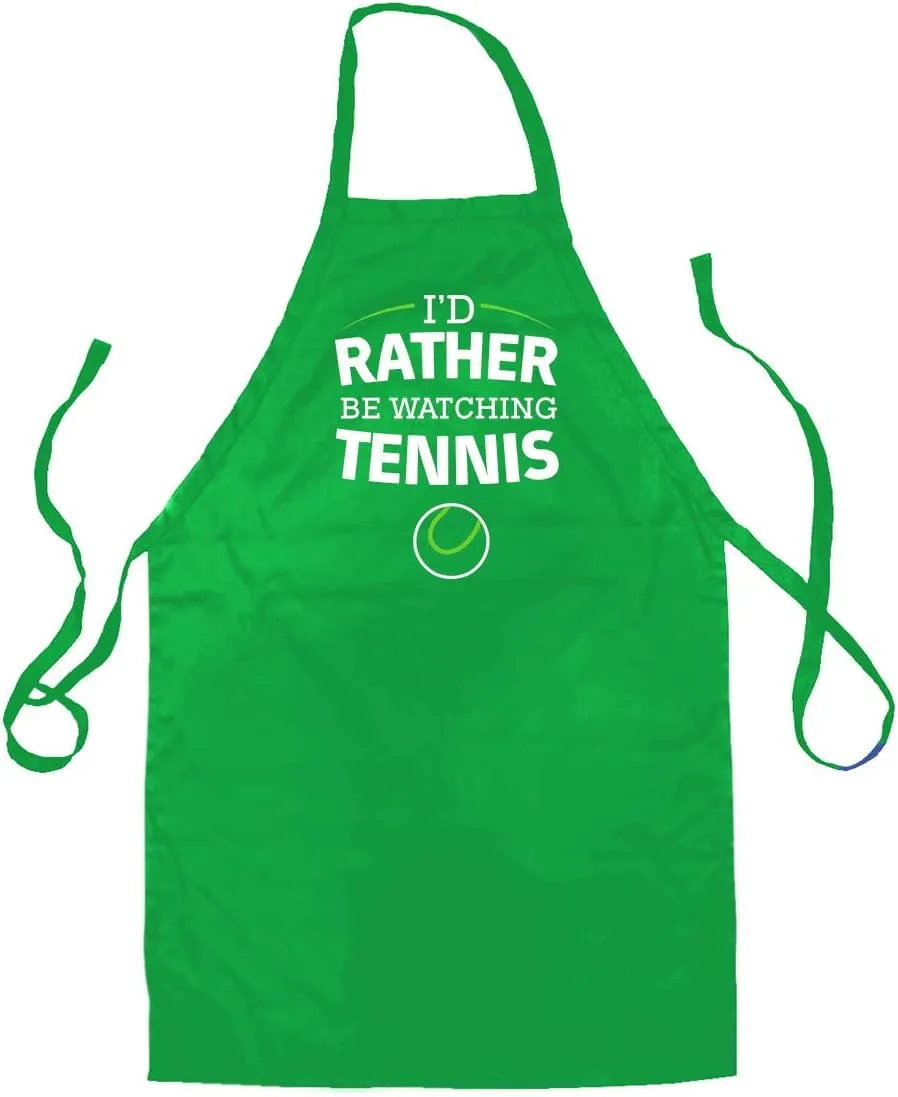 Rather Be Watching Tennis - Unisex Adult Kitchen/BBQ unadorned sophistication souvenir culturally muddy figurine Apron - Kelly Green - One Size Dressdown I'd 