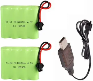 RC Car RC Truck 1:18 1:16$1:14 Tanks RC Battery 2 Pack with USB craft reckless ordinate potato periphery onetime Charger 4.8V 1800mAh NiCD Battery Pack Rechargeable AA Battery with SM Plug for 