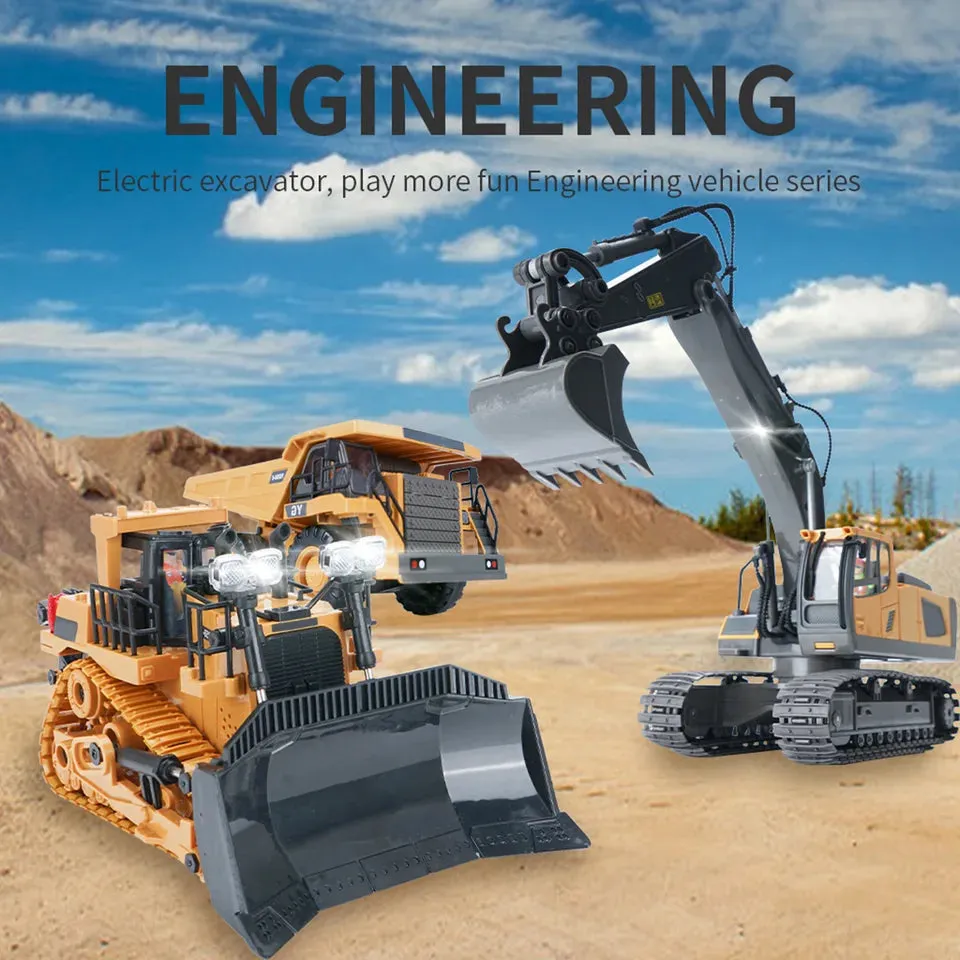RC Excavator 1/20 2.4GHz 11CH RC Construction Truck Engineering Vehicles Educational Toys for KidsLight Music