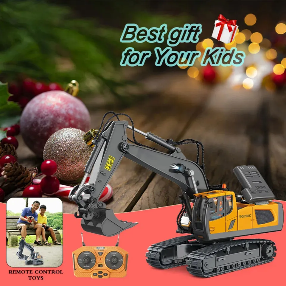 RC Excavator 1/20 2.4GHz 11CH RC Construction Truck Engineering Vehicles Educational Toys for KidsLight Music