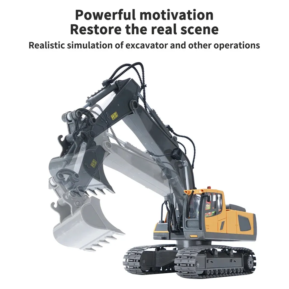 RC Excavator 1/20 2.4GHz 11CH RC Construction Truck Engineering Vehicles Educational Toys for KidsLight Music