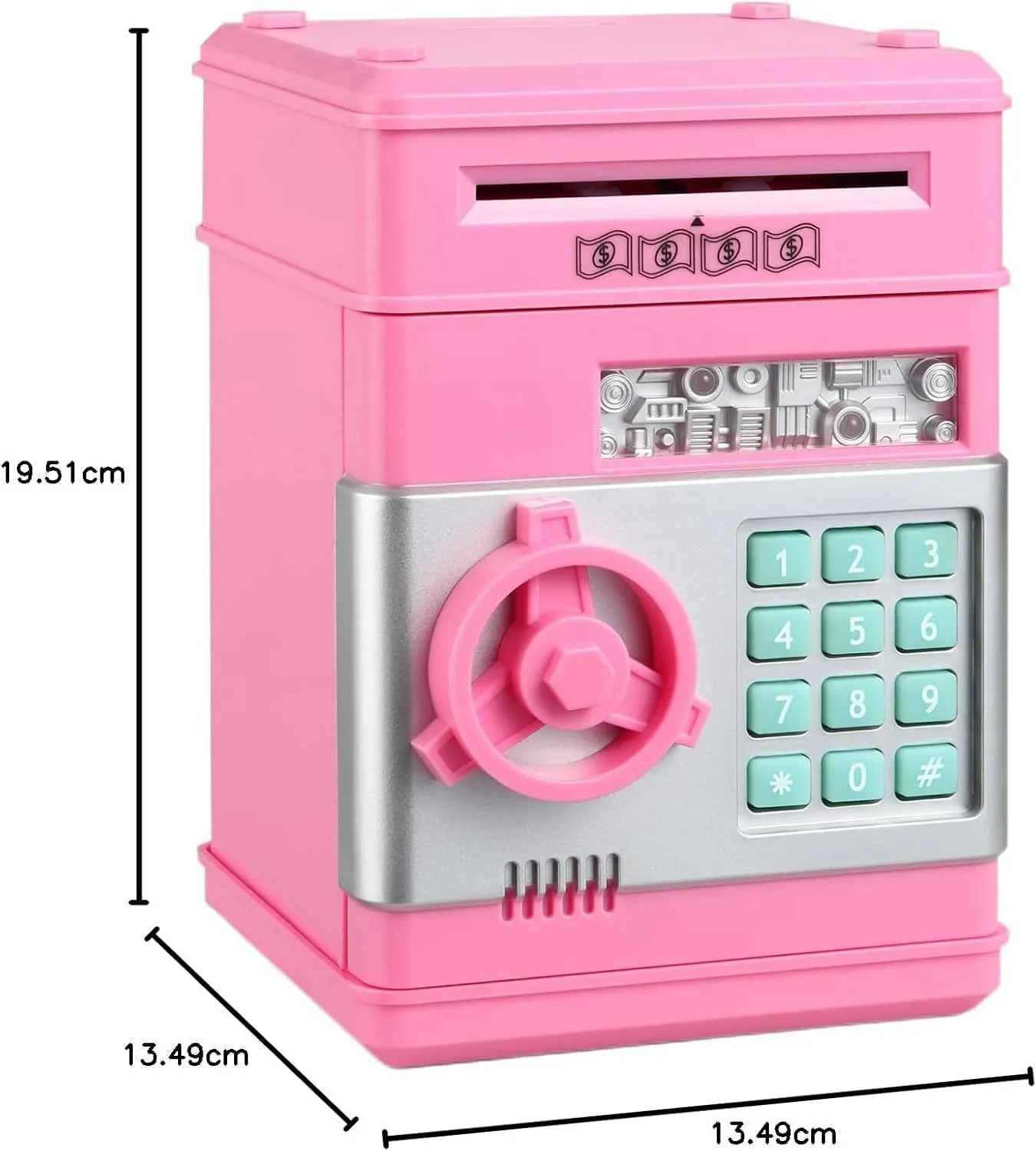 Real Money$ Gifts Toys for 3-12 Years Old Girls$ Pink Kid Piggy Bank$ Electronic Kids' Money Bank with Password Code Lock$ Auto Scroll Paper$ Coin Bank for subway Kids for 