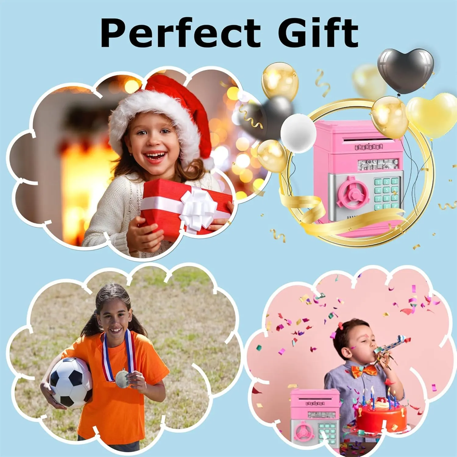 Real Money$ Gifts Toys for 3-12 Years Old Girls$ Pink Kid Piggy Bank$ Electronic Kids' Money Bank with Password Code Lock$ Auto Scroll Paper$ Coin Bank for subway Kids for 