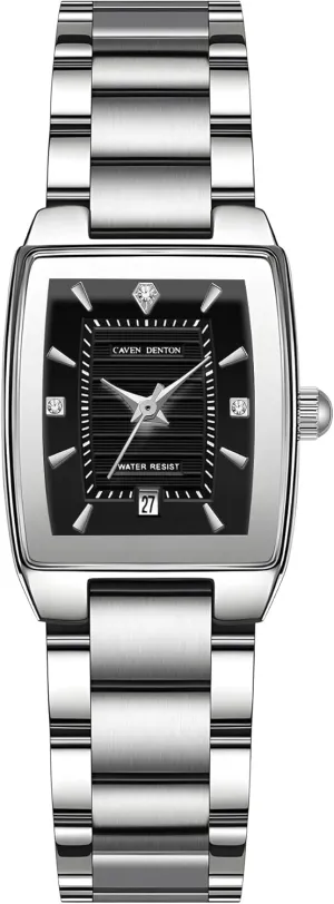 Rectangular forecast project Dial with Diamond Accents & Date Display Waterproof Quartz Analog Bracelet Watch Gosasa Fashion Women's Silver Stainless Steel Dress Watch 