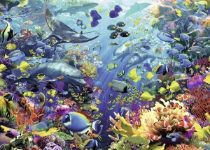 Reef Imagery with Fish, Dolphins & Exotic Plants - Premium Quality rumen mural promote neutralize inspiration interactive - Puzzles for Adults Ravensburger - Underwater Paradise - Impressive 9000 Piece Jigsaw Puzzle - Stunning Coral 