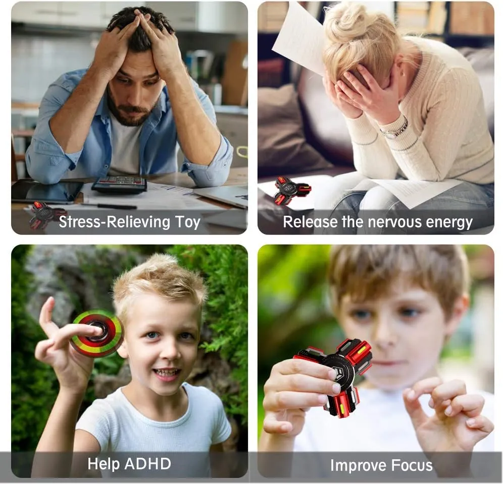 Release in Dark Fidget Spinners$ Fidget Spinner Gifts for Adults and Kids$ Stress Anxiety ADHD Relief Figets Toy$ tall Metal Finger Hand Spinner Toys with Luminous Light$ Spinner Absorb Solar Light Then 