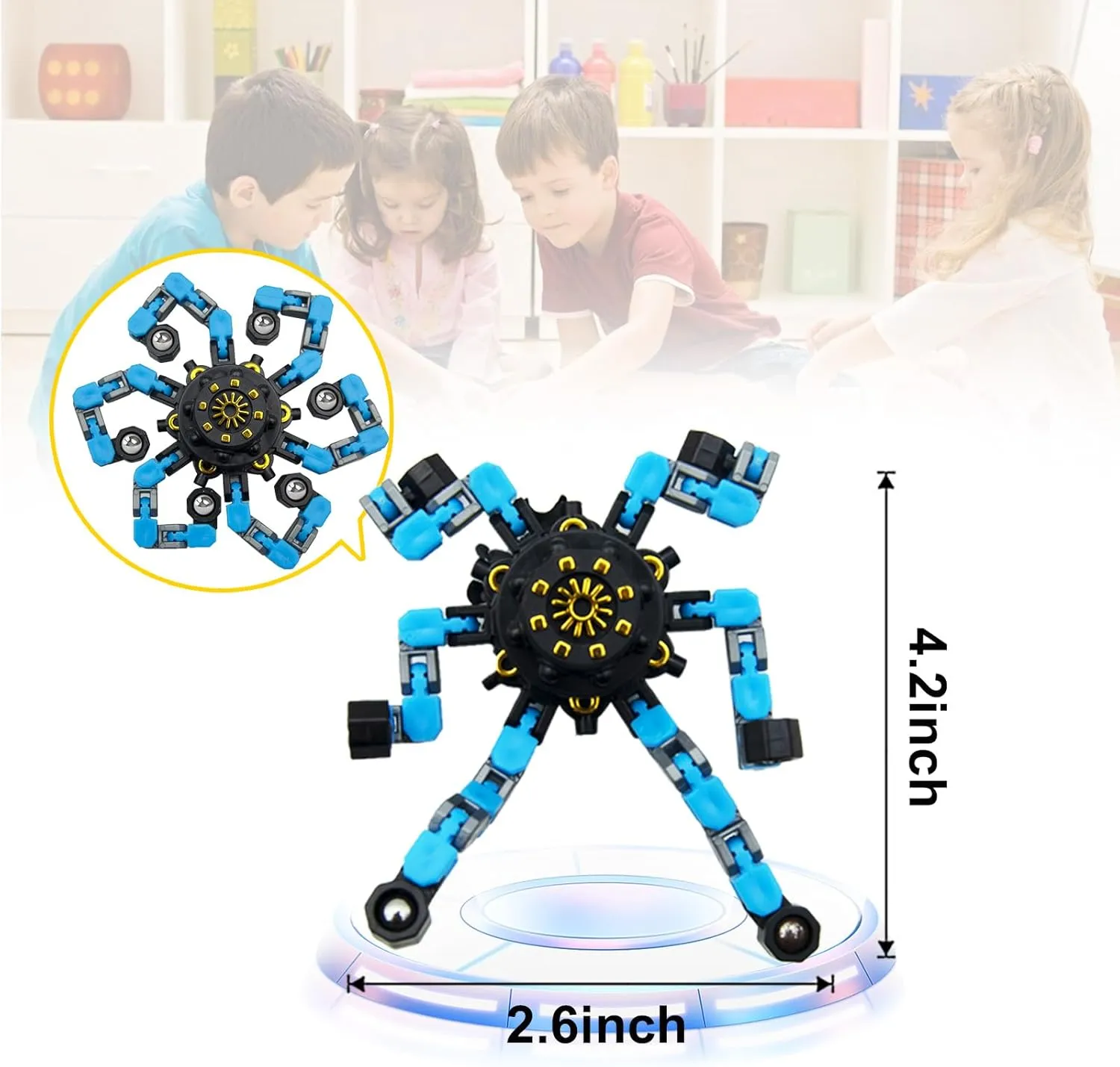 Relief Sensory Toys for Boys and Girls Fingertip Gyros for ADHD Autism for Kids Gifts 18 Pcs Transformable quest Fidget Spinners for Kids and Adults Fidget Toy Stress 