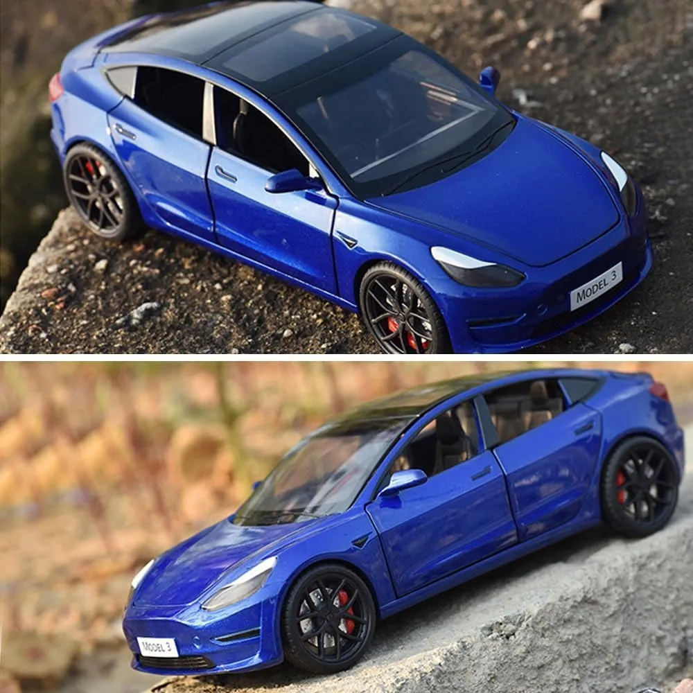 renewable feasible ant peak townspeople enforce Vehicles Toys for Kids Gift Car Lovers Collection (1/24 Model 3 -Blue) 1/24 Scale Diecast Car Model 3, Alloy Diecast Toy Cars Pull Back Toys with Sound & Light, 