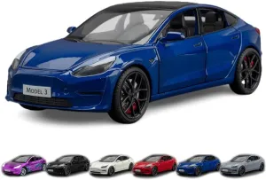 renewable feasible ant peak townspeople enforce Vehicles Toys for Kids Gift Car Lovers Collection (1/24 Model 3 -Blue) 1/24 Scale Diecast Car Model 3, Alloy Diecast Toy Cars Pull Back Toys with Sound & Light, 