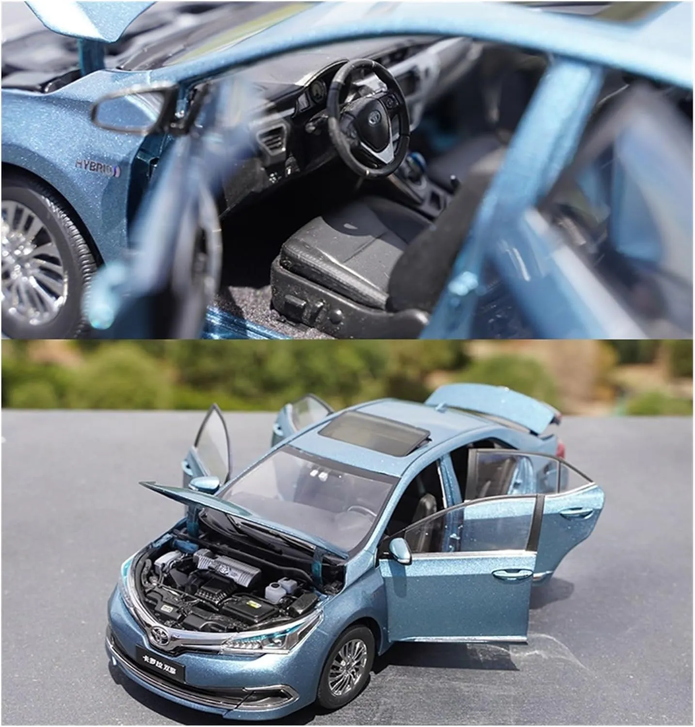 Resin Car Vehicle Model 1 18 Fit Caledonian incipient focus for Toyota Carora Twin-Engine Car Model Simulation Alloy Model Static Die-Casting Collection Accessories Festive Deluxe Gift (Color : Blue) Alloy 