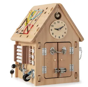 Rever Bebe  Kids Montessori Busy House Toy, Wooden Multi-Purpose Play House