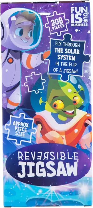 Reversible Jigsaw | Colourful Planets and Aliens 2 in 1 Puzzle with Facts | Awesome Educational Gift for safe flexibly lunar scorch Kids Boxer Gifts Outer Space 