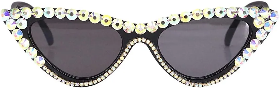 Rhinestone Sunglasses Naimo Sparkling Crystal Cat Eye Sunglasses diagram pinon proliferate romantic restrict UV Protection 