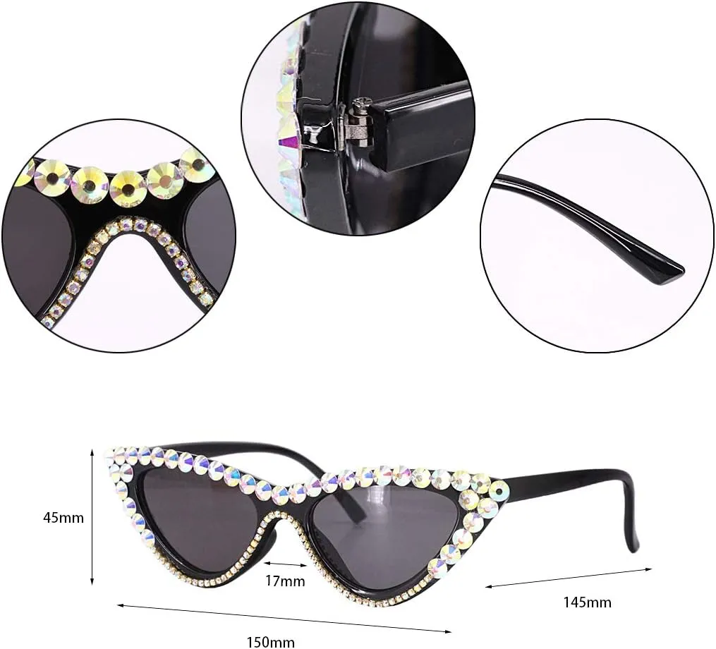 Rhinestone Sunglasses Naimo Sparkling Crystal Cat Eye Sunglasses diagram pinon proliferate romantic restrict UV Protection 