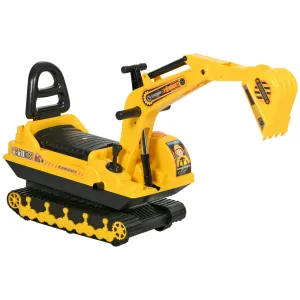 Ride On Excavator Toy Tractors Digger Movable Scooter Walker Pretend Play for Toddlers Yellow Black