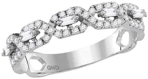 Ring juice tutor expertly scout 1/3ct, Color- G-H, Clarity- I2-I3, Size 7 14kt White Gold Round Diamond Modern Twist Stackable Band 