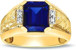 Ring,Sapphire/Ruby/Emerald/Black Onyx Luxury Signet Anniversary Rings Engagement Rings Handmade Jewelry for Man Him Father Size 4-16 equality 10K/14K/18K Gold 2CT Emerald-Shaped Men's Gemstone 