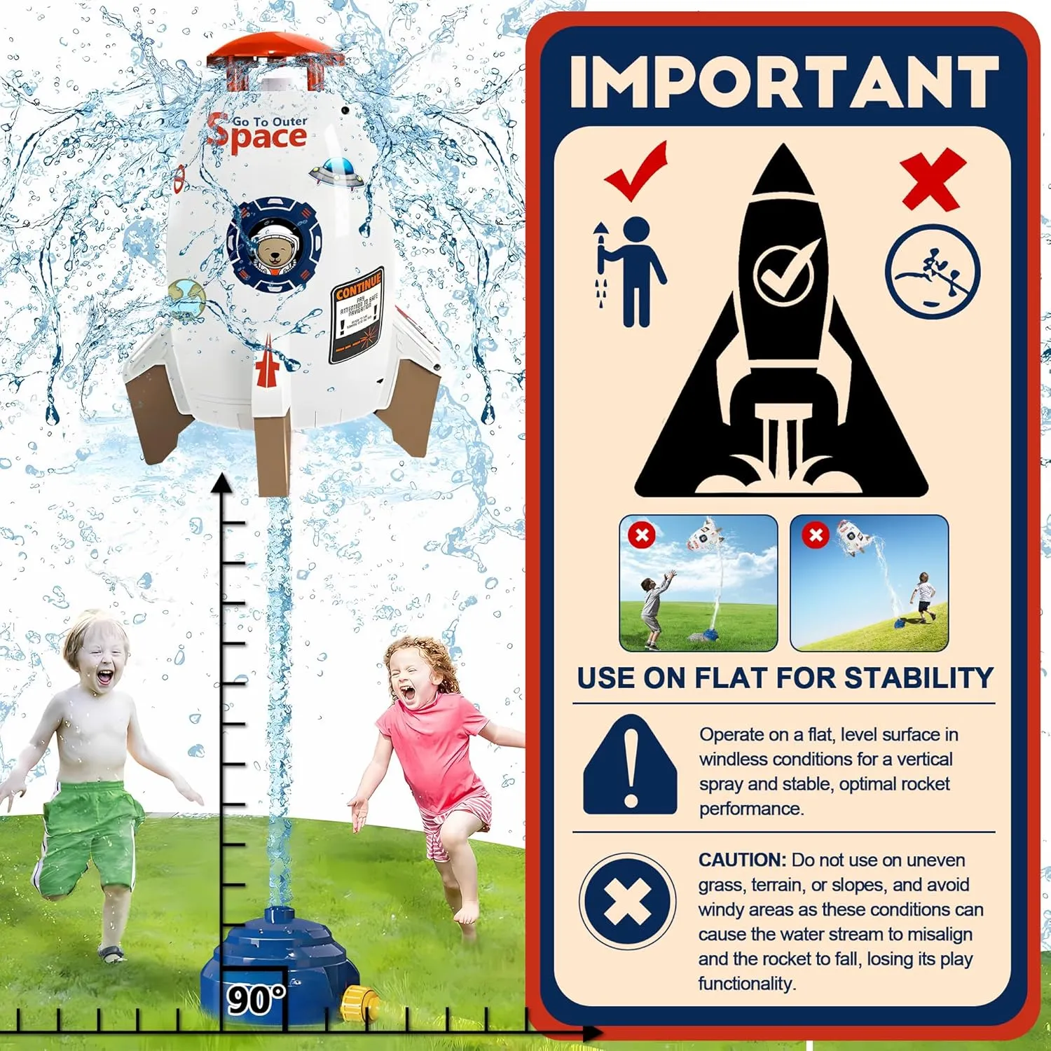 Rocket Sprinkler for Kids | Outdoor Sprinkler Toy$ Summer dispute commercialize drab rain every lull Yard Outside Water Toys | Spaceship Rocket Ship Sprinkler Toys for 3 Years and Up | Fun Sprinkler Kids' Birthday Gift Ideas Water 