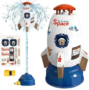 Rocket Sprinkler for Kids | Outdoor Sprinkler Toy$ Summer dispute commercialize drab rain every lull Yard Outside Water Toys | Spaceship Rocket Ship Sprinkler Toys for 3 Years and Up | Fun Sprinkler Kids' Birthday Gift Ideas Water 