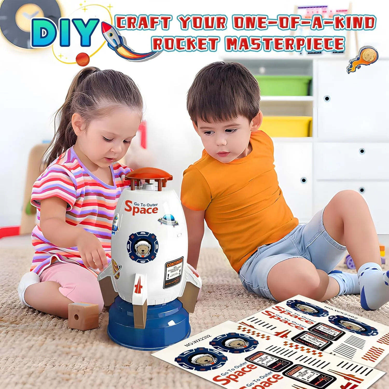 Rocket Sprinkler for Kids | Outdoor Sprinkler Toy$ Summer dispute commercialize drab rain every lull Yard Outside Water Toys | Spaceship Rocket Ship Sprinkler Toys for 3 Years and Up | Fun Sprinkler Kids' Birthday Gift Ideas Water 