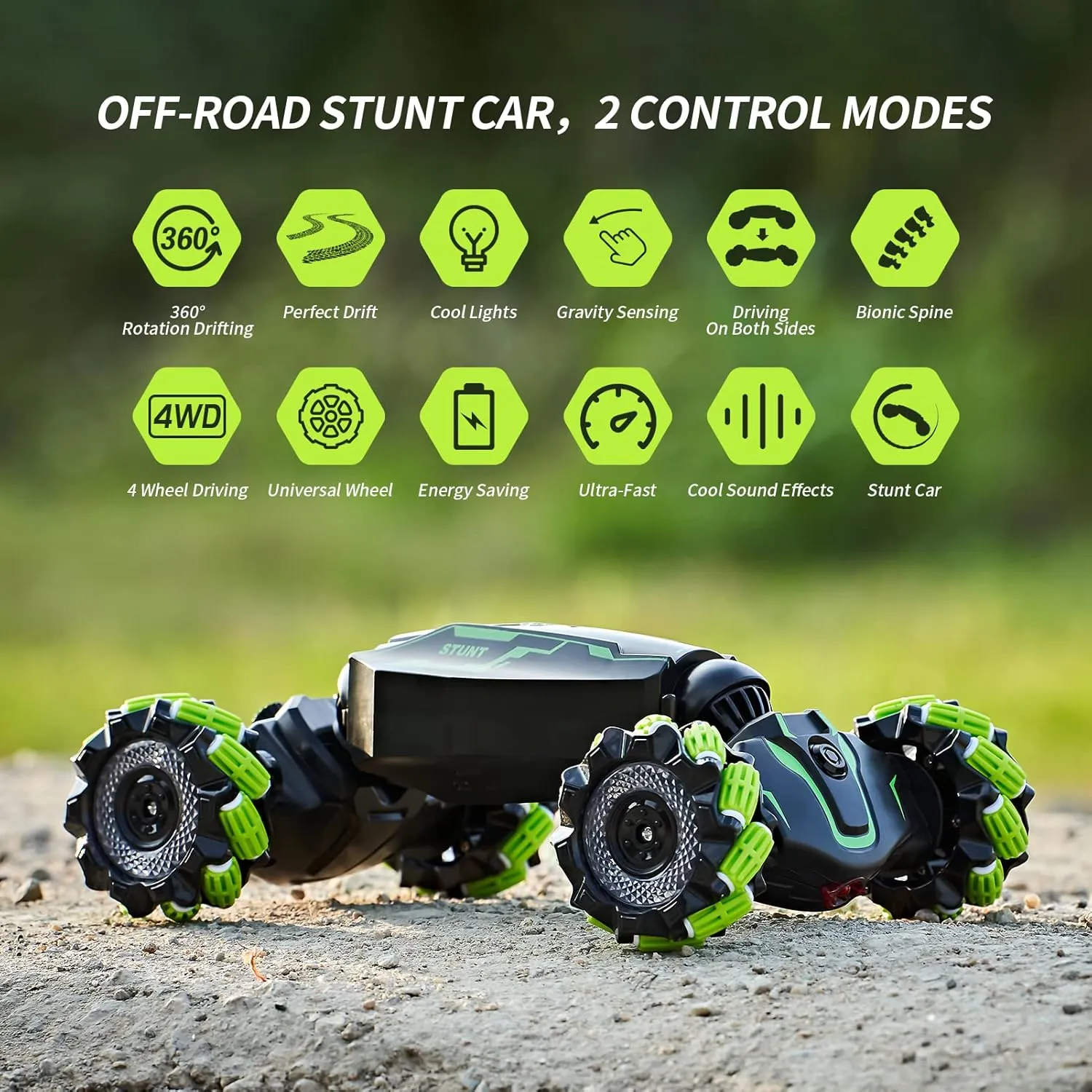 Rotation with Light and Music Spray, Watch vocabulary Toy Cars for Boys & Girls Birthday 4WD Remote Control Gesture Sensor Car,Hand Controlled RC Stunt Car,Double-Sided Vehicle 360?? 