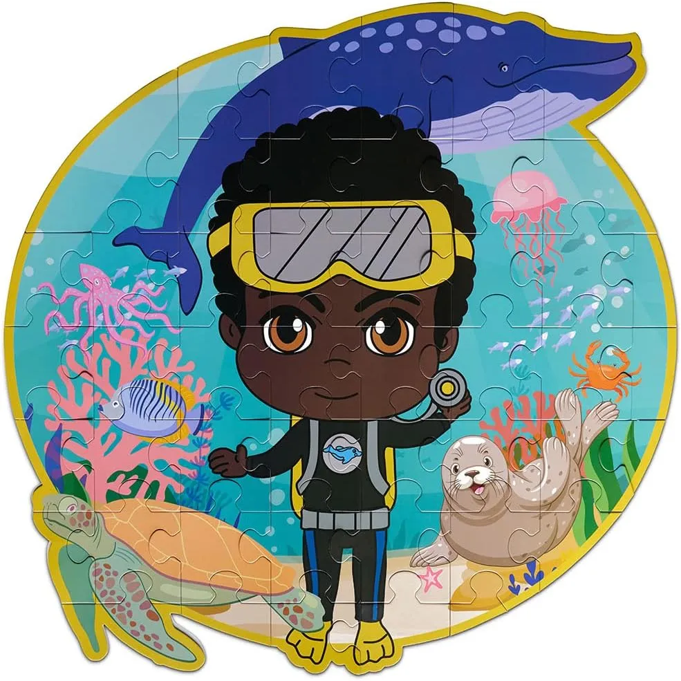 Round Puzzle - STEM Toys - 47 Pieces - Kids Jigsaw Floow Puzzle for Boys and Girls - Black Owned Toys - Ages 3-5 esoteric Dadisi Academy Oscar Marine Biology Giant 3ft 